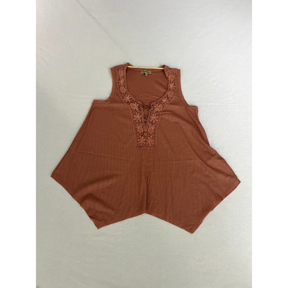 Democracy Tops - Democracy Shirt Women's Size Small Brown VNeck Sleeveless Fairycore Asymmetrical